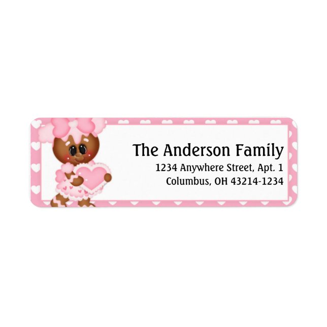 Ginger Cookie Valentine's Day Address Labels d4 (Front)