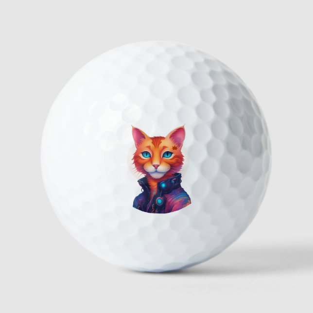 Ginger Cyberpunk Cat,  Golf Balls (Front)