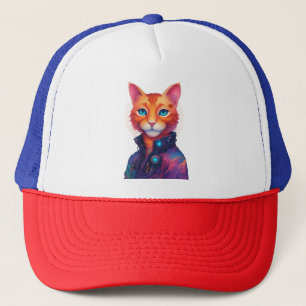 Ginger Cyberpunk Cat, Trucker Hat
