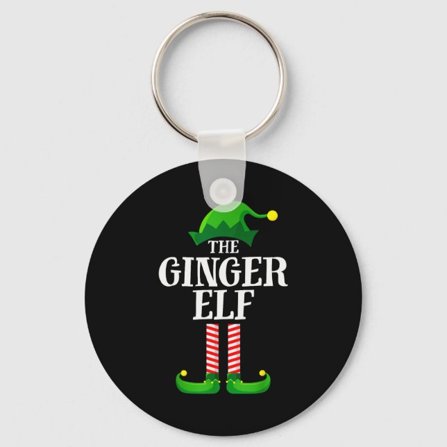 Ginger Elf Matching Family Group Christmas Party P Key Ring (Front)