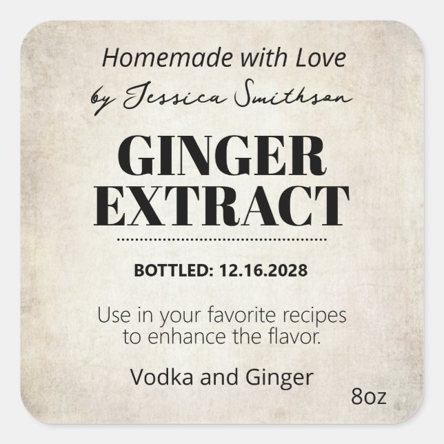 Ginger Extract Modern Label Sticker ZEX_001h (Front)