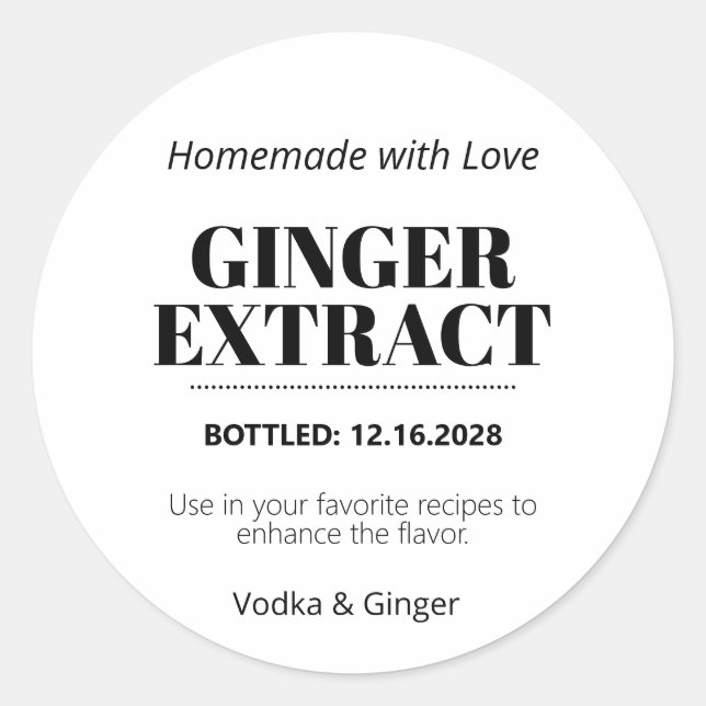 Ginger Extract Modern Label Sticker ZEX_001h (Front)