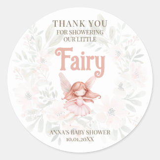 Ginger Fairy Baby Shower Thank You Classic Round Sticker