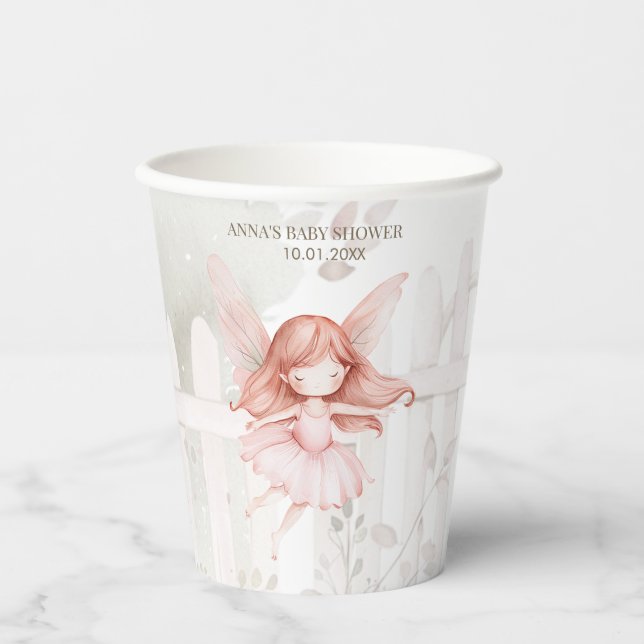 Ginger Fairy Girl Baby Shower Paper Cups (Front)