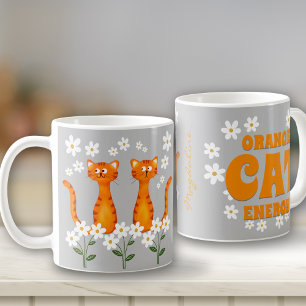 Ginger Floral Name Orange Cat Energy  Coffee Mug