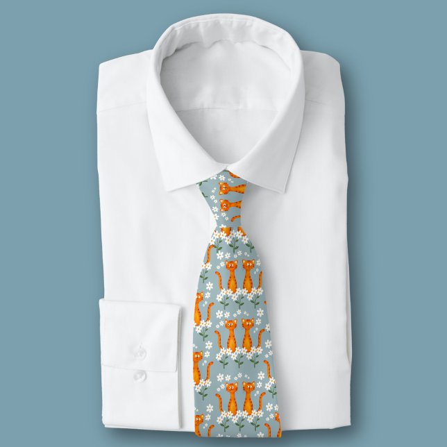 Ginger Floral Orange Cat Energy  Tie (Creator Uploaded)
