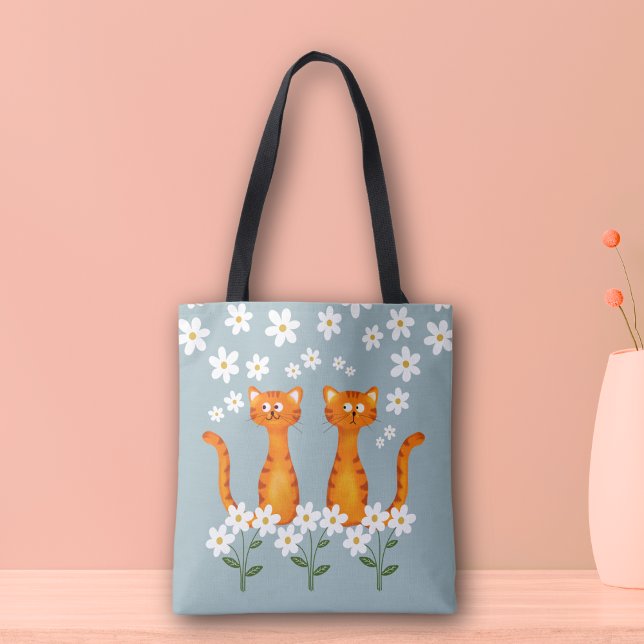 Ginger Floral Orange Cat Energy  Tote Bag (Creator Uploaded)