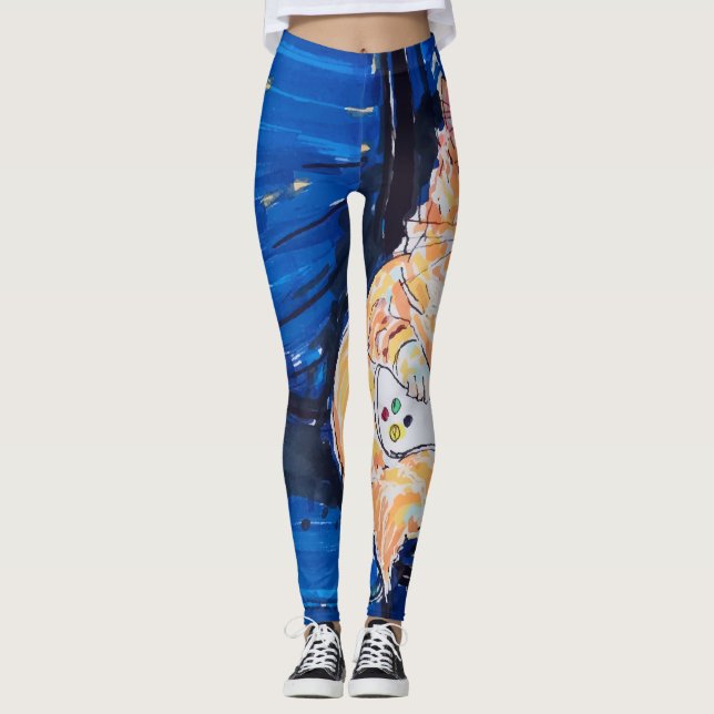 Ginger Gamer Cat Leggings (Front)