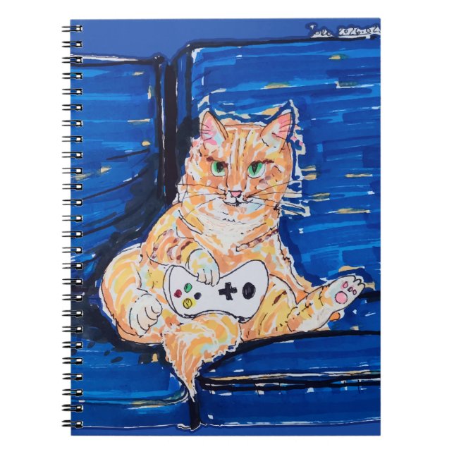 Ginger Gamer Cat Notebook (Front)