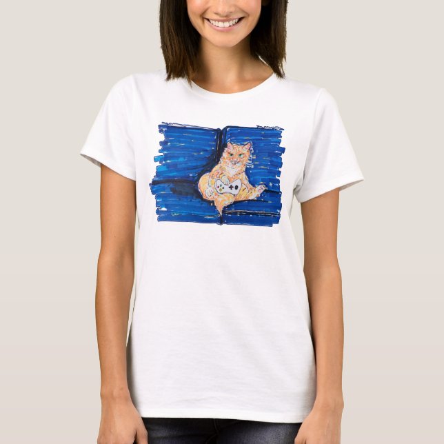 Ginger Gamer Cat T-Shirt (Front)