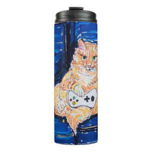 Ginger Gamer Cat Thermal Tumbler