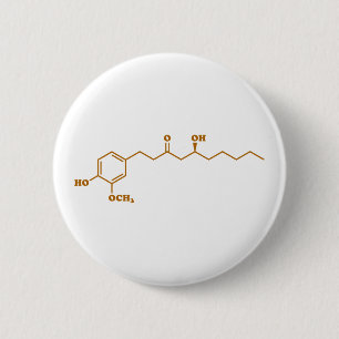 Ginger Gingerol Molecule Chemical Formula 6 Cm Round Badge