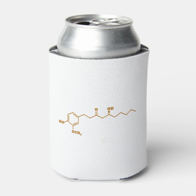 Ginger Gingerol Molecule Chemical Formula Can Cooler (Can Front)