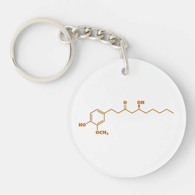 Ginger Gingerol Molecule Chemical Formula Key Ring (Front)