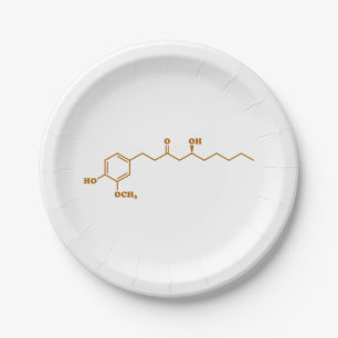 Ginger Gingerol Molecule Chemical Formula Paper Plate