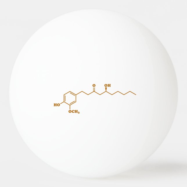 Ginger Gingerol Molecule Chemical Formula Ping Pong Ball (Front)