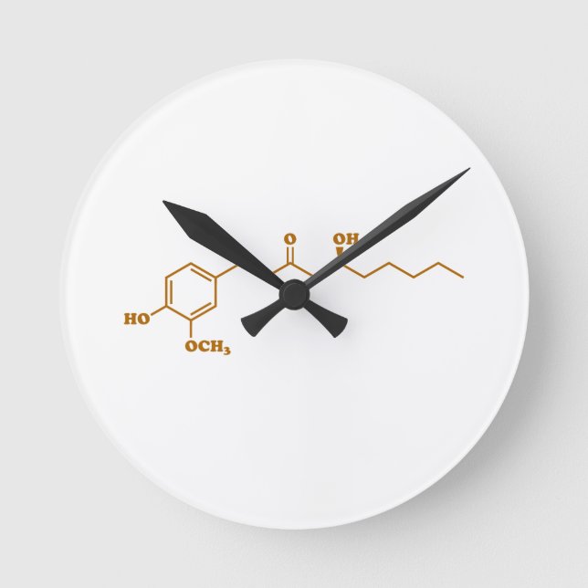 Ginger Gingerol Molecule Chemical Formula Round Clock (Front)