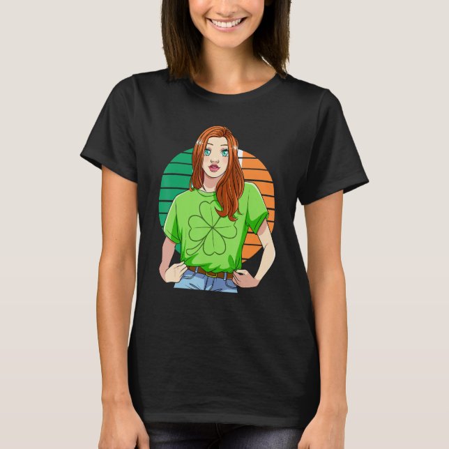 Ginger Girl Leprechaun St Patricks Day C Leaf T-Shirt (Front)