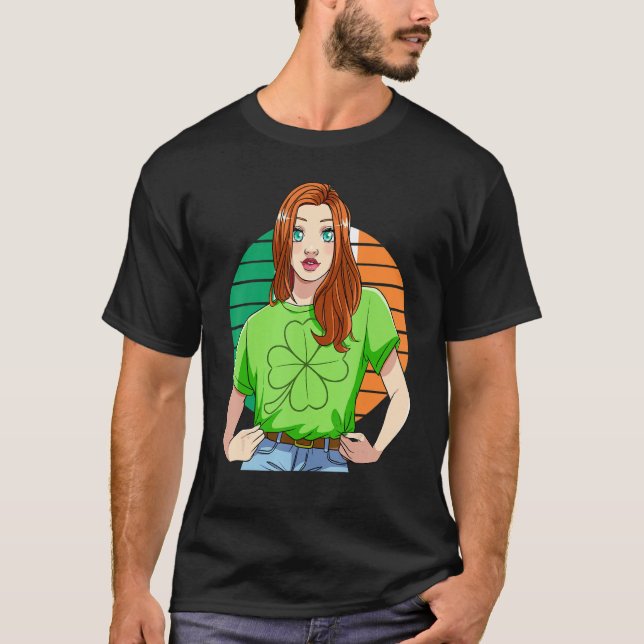 Ginger Girl Leprechaun St Patricks Day C Leaf T-Shirt (Front)