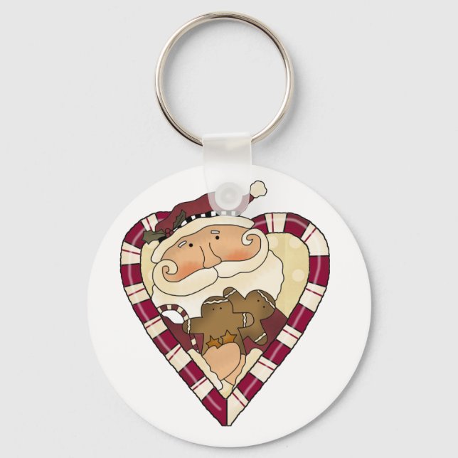 Ginger Heart Santa T-shirts and Gifts Key Ring (Front)