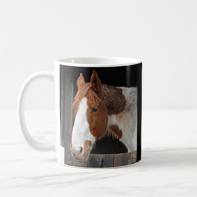 Ginger Horse on Farm with Name Coffee Mug (Left)