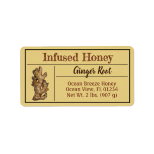 Ginger Infused Honey Light Amber Jar Label