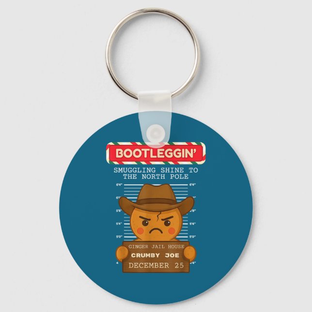 Ginger Jailhouse Christmas Humor Gingerbread Coupl Key Ring (Front)