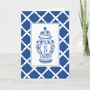 Ginger Jar & Bamboo Monogram S Note Card