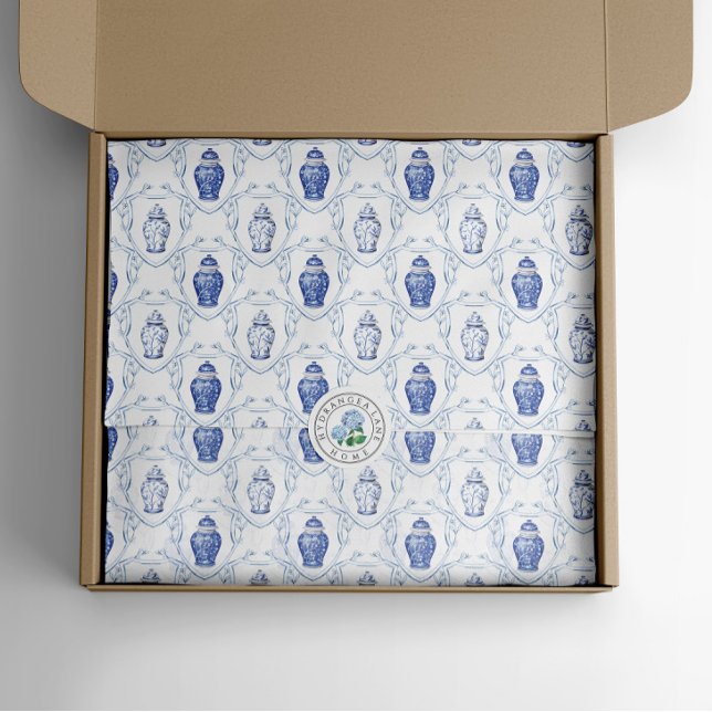 Ginger Jar Blue and White Chinoiserie  Tissue Paper (Ginger jar crest blue and white tissue paper
)