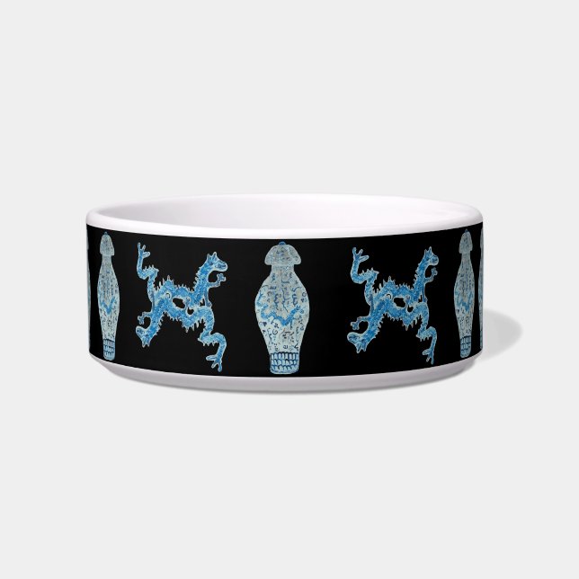 Ginger Jar Blue Chinese Dragon CC dog  Bowl (Front)