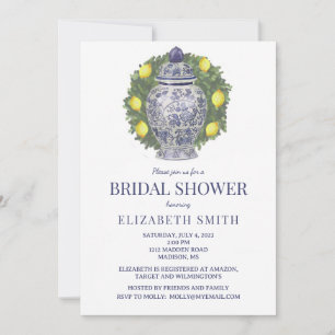 Ginger Jar & Boxwood with Lemons Shower Invitation