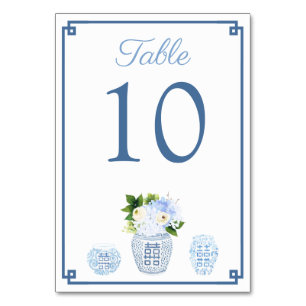 Ginger Jar Chinoiserie Chic Blue And White Wedding Table Number