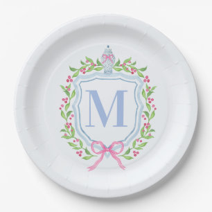 Ginger Jar & Christmas Berries Monogram Paper Plate