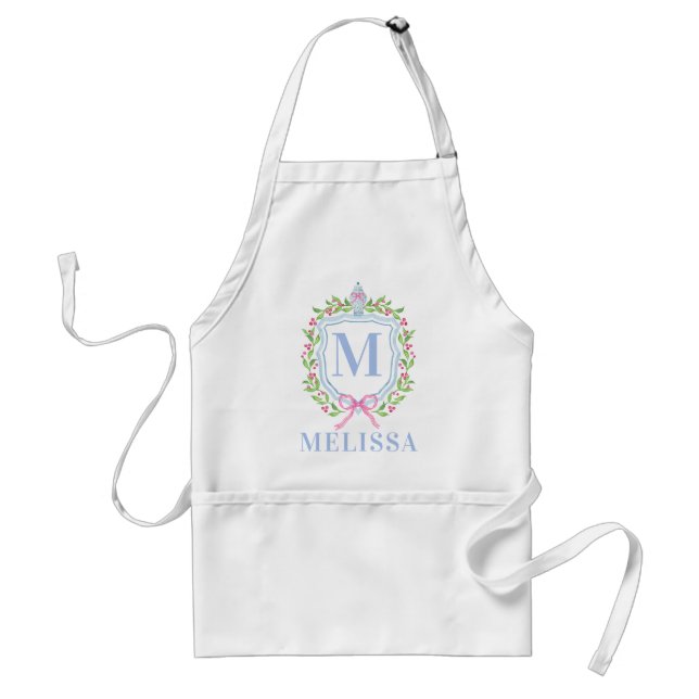 Ginger Jar & Christmas Berries Monogram Standard Apron (Front)