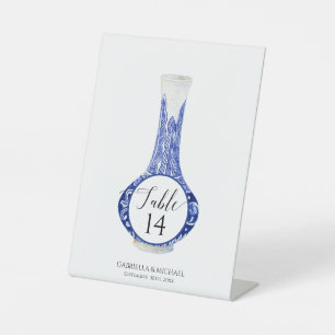 Ginger Jar Navy Blue White Chinoiserie Wedding Pedestal Sign