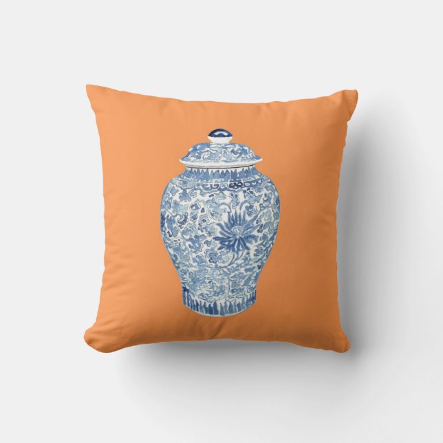 GINGER JAR ON TANGERINE CUSHION (Front)