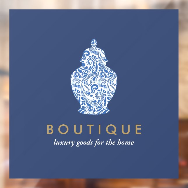 Ginger Jar Pottery Logo Blue Boutique Designer Window Cling (Sheet 2)