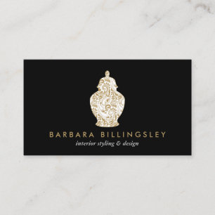 Ginger Jar Pottery Logo Designer Black/Gold Business Card