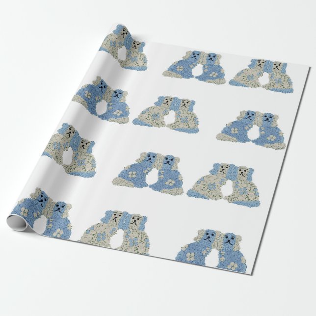 Ginger Jars Magnolias Staffordshire Dogs Wrapping Paper (Unrolled)