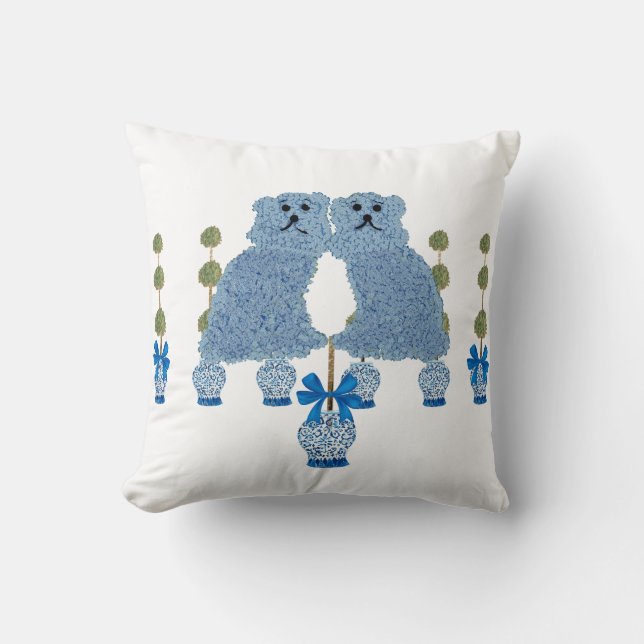 Ginger Jars Staffordshire Dogs Topiary  Cushion (Front)