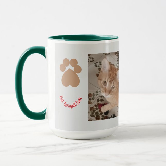 Ginger kitten 2 photos, best therapist,  mug (Left)