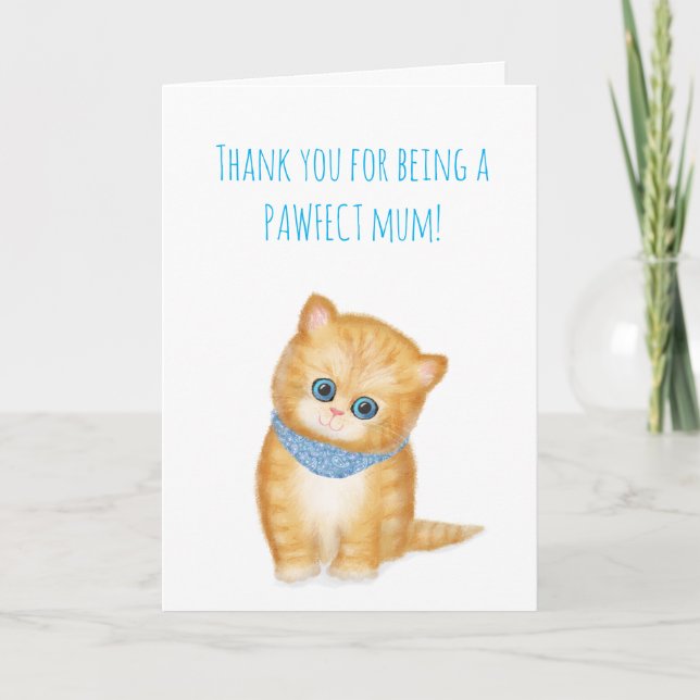Ginger kitten Mother's Day card from the cat (Front)