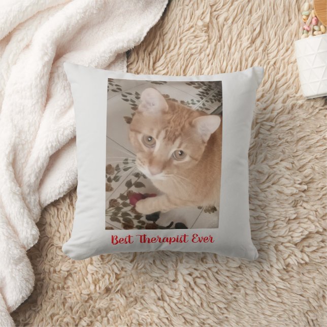Ginger kitten photo, best therapist,  cushion (Blanket)
