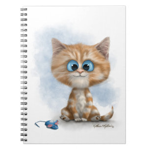 Ginger Kitten with Mouse Cartoon Notebook