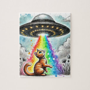 Ginger Kitty and UFO Jigsaw Puzzle