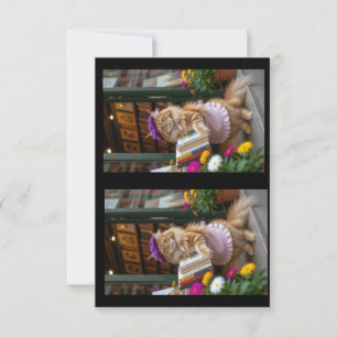 Ginger Kitty Selling Art Books Thank You Card