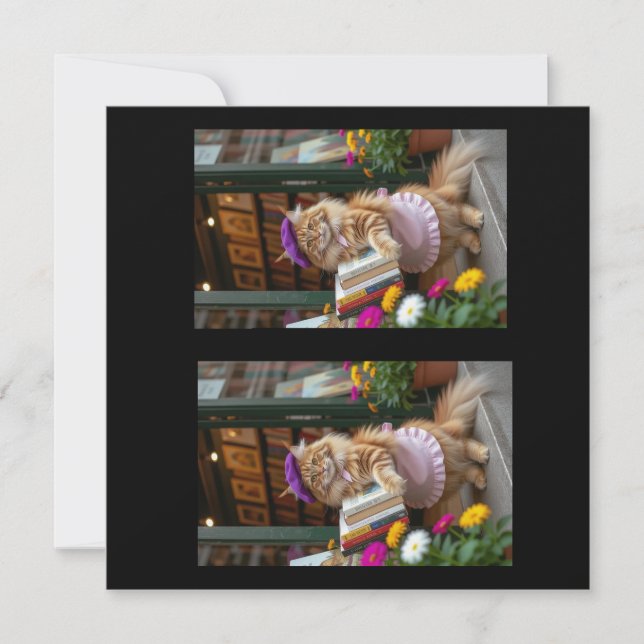 Ginger Kitty Selling Art Books Thank You Card (Front)