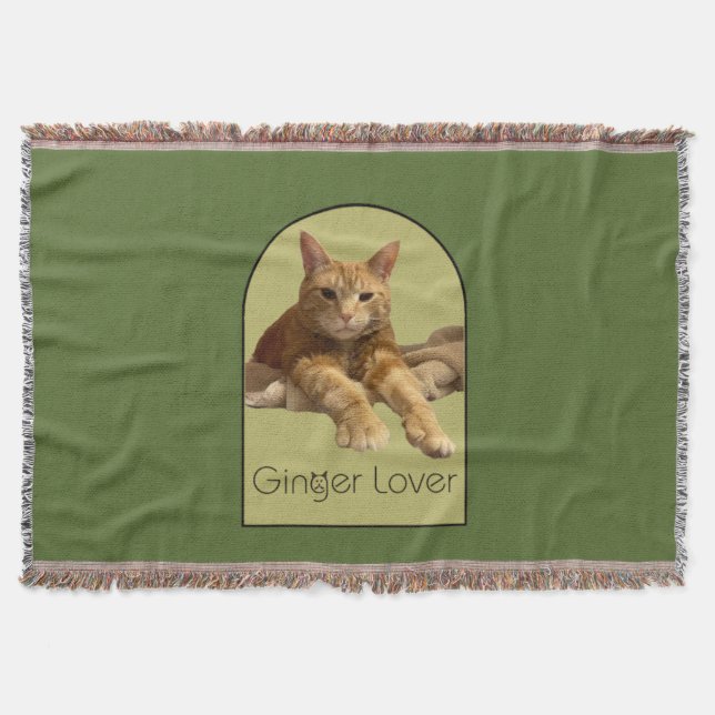 Ginger Lover Dark Olive Green Throw Blanket (Front)