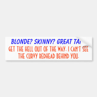 GINGER LOVER, FOR THE REDS BUMPER STICKER