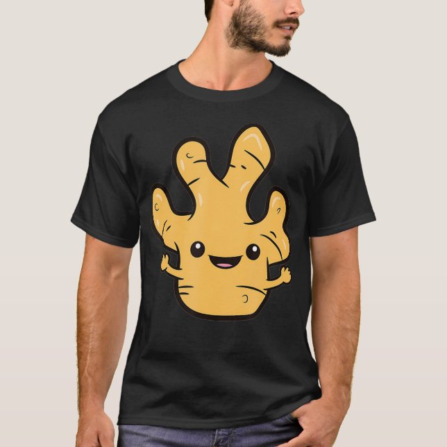 Ginger Lover Kawaii Ginger Root Vegetable Love Gin T-Shirt (Front)